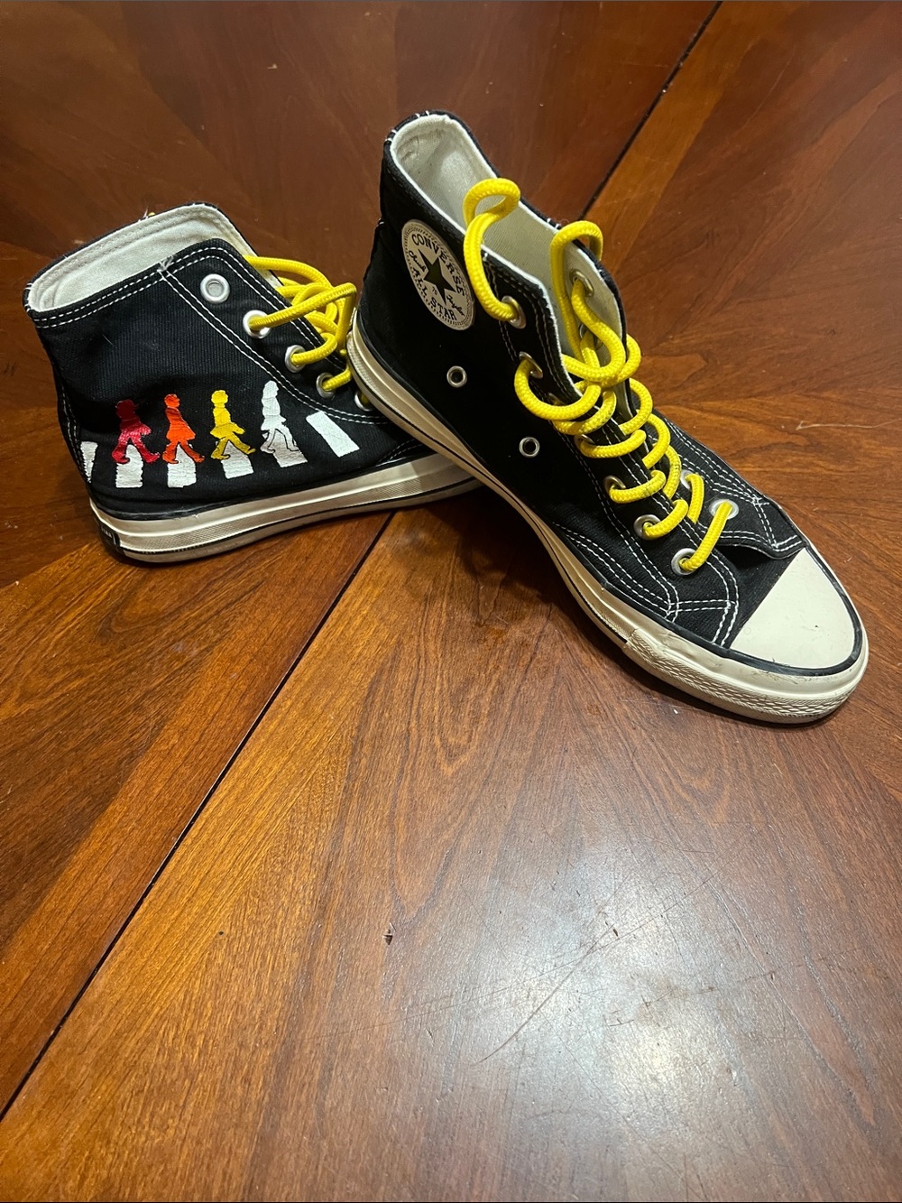 Converse The Beatles Black High-Top Sneakers with Yellow Laces - Picture 3 of 10
